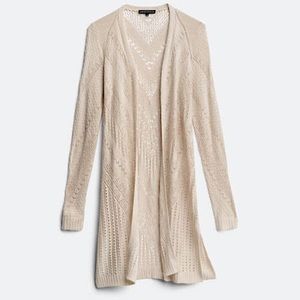 Love Ellie Women’s ivory pointelle duster cardigan size medium, nwot